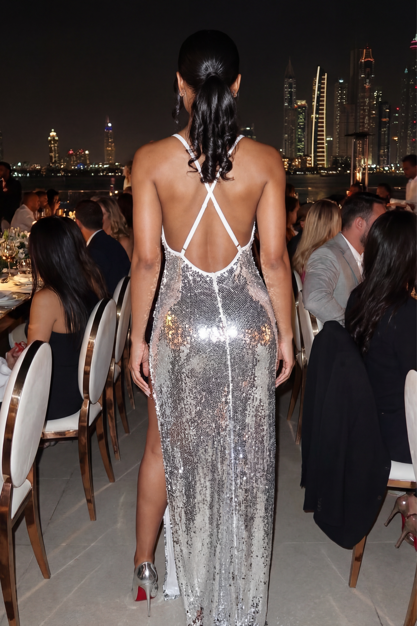 Double Sequin Flow Gown