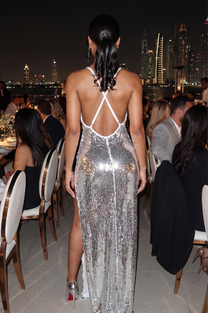 Double Sequin Flow Gown